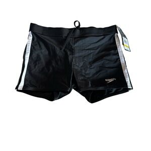 Speedo Black Swim Shorts with White Accent
